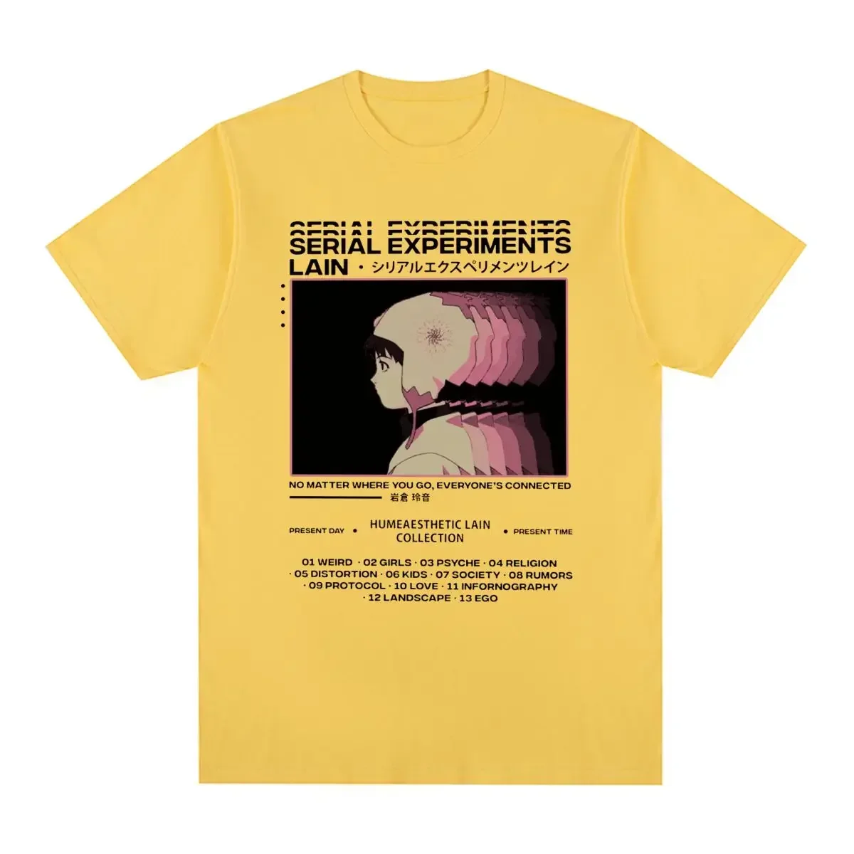Serial Experiments Lain Vintage T-shirt Cotton Men T shirt New Tee Tshirt mens Tops Anime Graphic Manga Girl Sci Fi men clothing