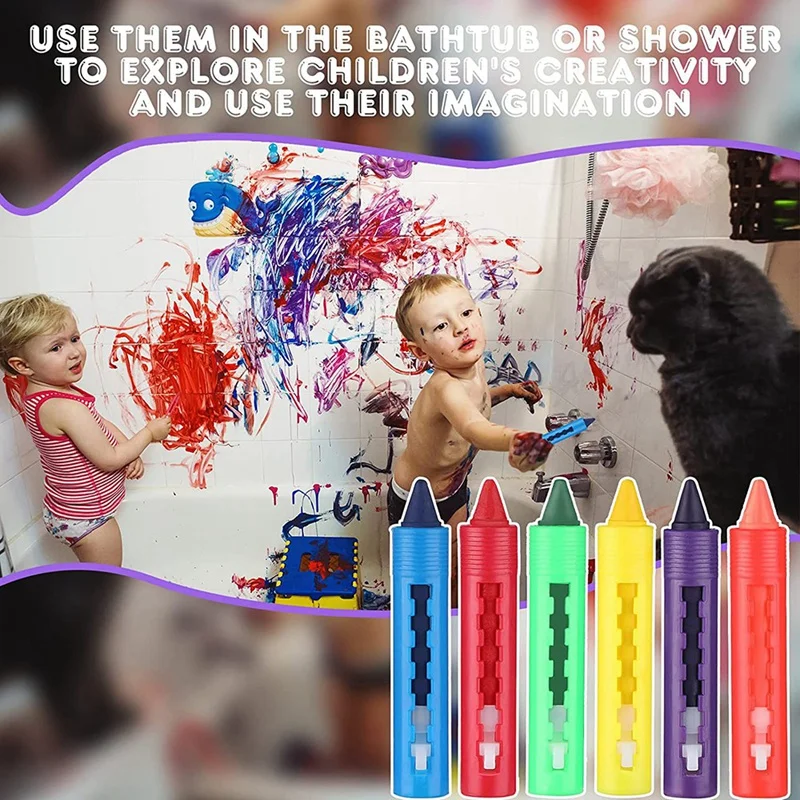 FBIL-Bathroom Crayon Erasable Graffiti Toy Washable Doodle Pen For Baby Kids Bathing Creative Educational Toy Crayons