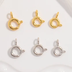 2pcs 925 Sterling silver Round snap spring closure clasps jewelry carabiner Fasteners end lock clasp diy necklace accessory SK57