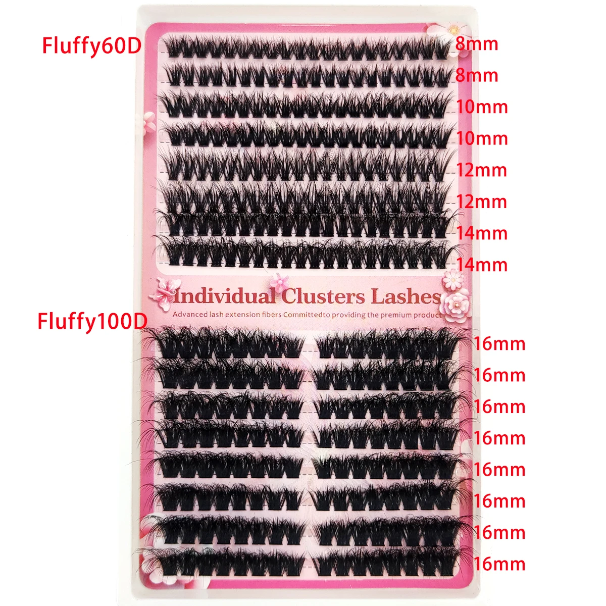 HBZGTLAD DIY 8D Luxury  Fluffy Lash Bundle 60D-200D Mixed Length Eyelash Lash Bundle D Curly Slim Personal Lash Bundle Lash Exte
