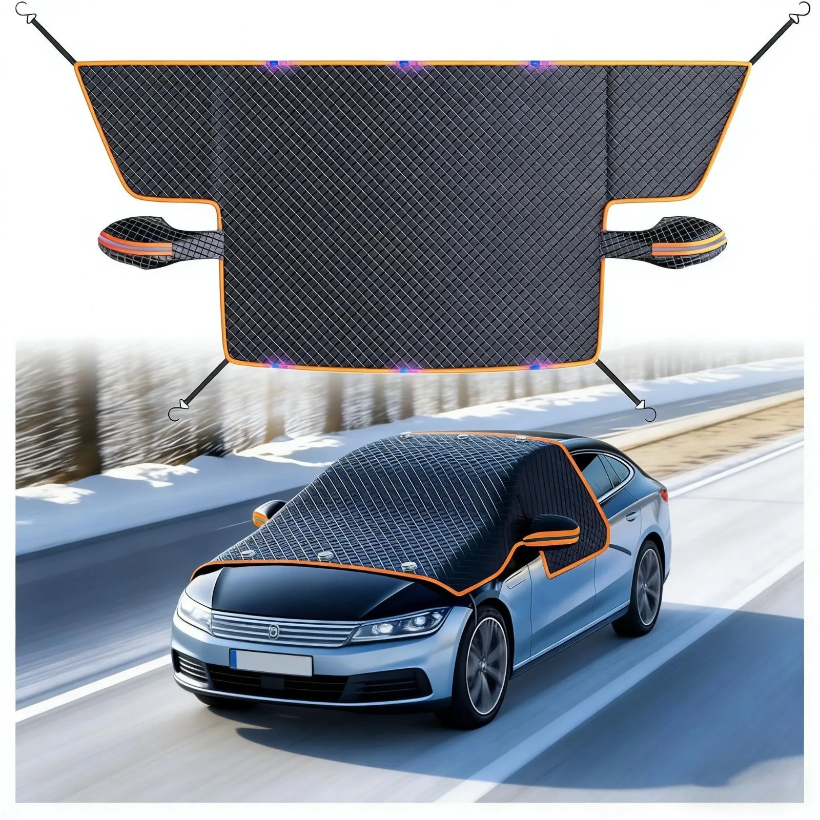 

GMOX Large Magnetic Car Windshield Snow Cover Universal Winter Ice Frost Protector Heavy Duty Sun Shade for SUV Truck