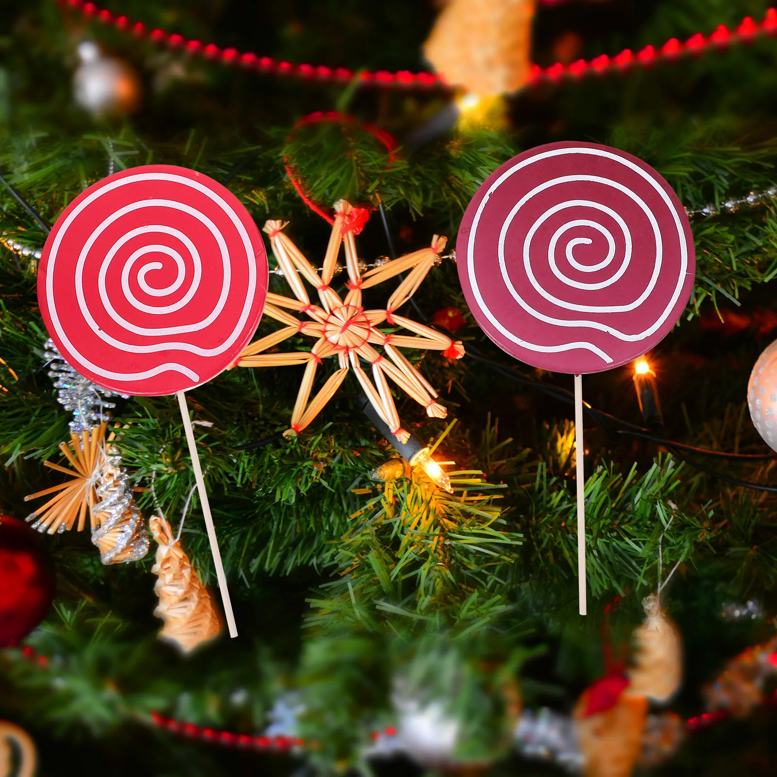 

2 Pcs Xmas Photo Prop Lollipop Decorations Candy Decorative Simulation Food Fake