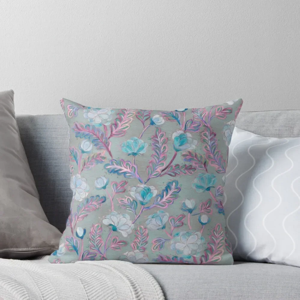 

Soft Smudgy Blue and Purple Floral Pattern Throw Pillow Covers For Sofas Couch Cushions pillow