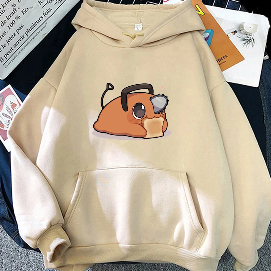 

Hot Japanese Anime Pochita Eating Toast Pattern Unisex Hoodie Loose Casual Hip-hop Men Women Tops Trendy Urban Streetwear Shirts