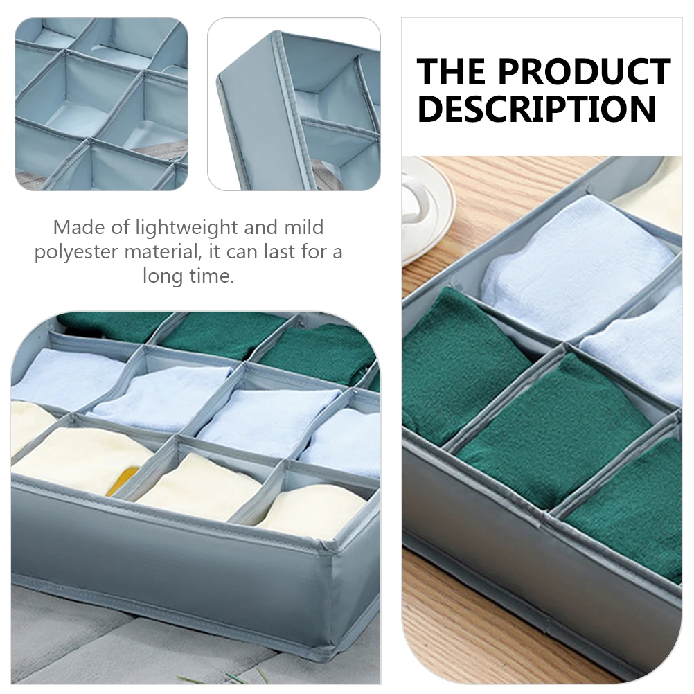 

1pc Underwear Drawer Organizer 12 Cell Foldable Sock Storage Box Bra Holder Closet Storage Container Lightweight Polyester