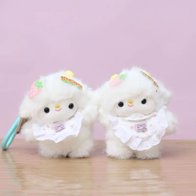 ليتل الأغنام البيضاء قلادة لطيف ألعاب من نسيج مخملي دمية صغيرة الأغنام حقيبة معلقة زخرفة دمية المفاتيح القماش دمية