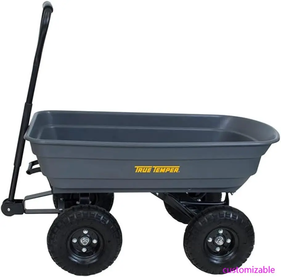 

Poly Garden Cart Wagon, Easy Dump Design, 4 Cu. Ft. Capacity, 10 in. Pneumatic Tires for Lawn, Utility, Yard, Farm