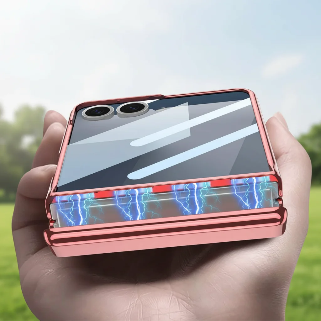 Magnetyczne zawiasy, przezroczyste etui z powłoką galwaniczną do Samsung Galaxy Z Flip 7 6, zewnętrzna osłona…