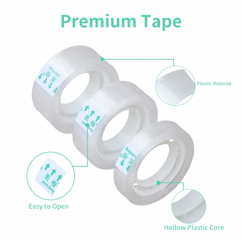 Recharge de ruban transparent – Ruban adhésif multifonctionnel à haute viscosité pour emballage cadeau, emballage et distributeur