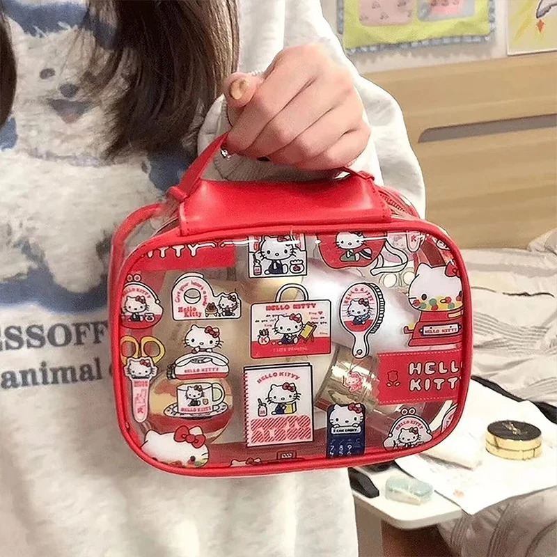 HelloKitty Cartoon PVC Super Large Capacity Makeup Bag, Daily Necessities Storage Bag, Travel Supplies Storage Bag