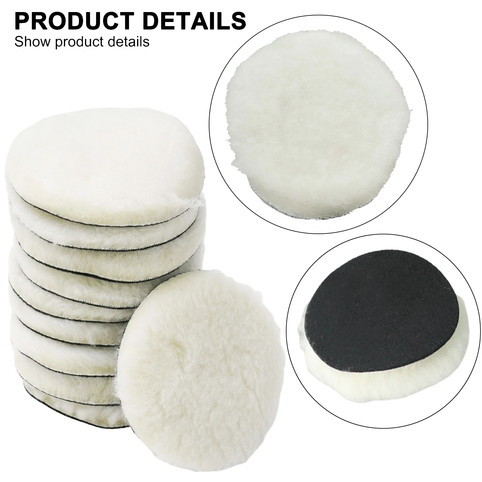 

3 4 5 6 7inch Wool Buffing Bonnet Pad Buffer 10pcs Heavy Duty Woolen Polishing Pads for Car Polishing and Buffing