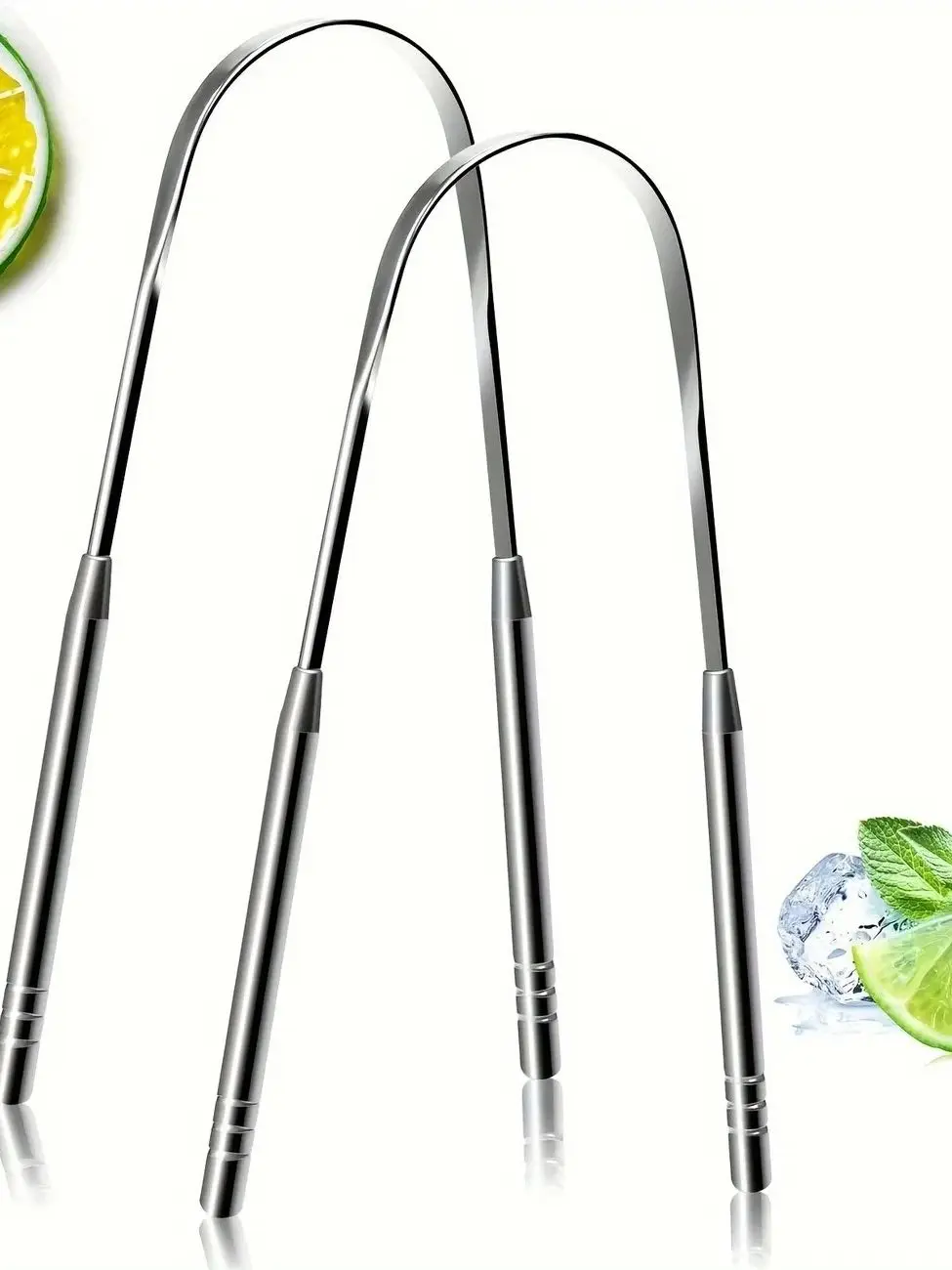 Grattoir à langue en acier inoxydable pour adultes, nettoyeur de langue pour soins buccaux, rafraîchit l'haleine et réduit la mauvaise odeur, 1/2 pièces