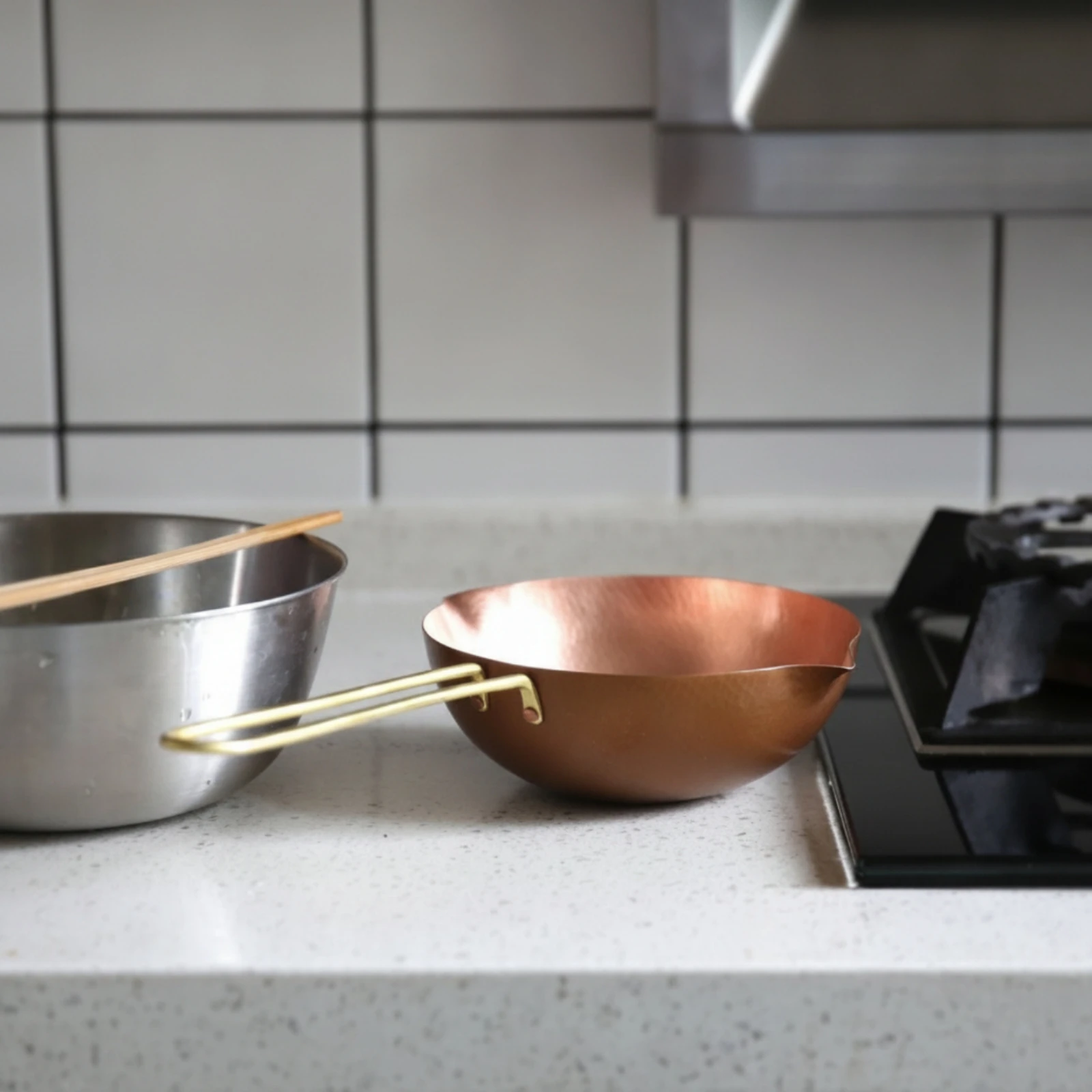 Hammered Copper Pan Spill-resistantFree Saucepan with Hammered Texture Copper Pan Rust-Resistant for Singles, Daily Cooking