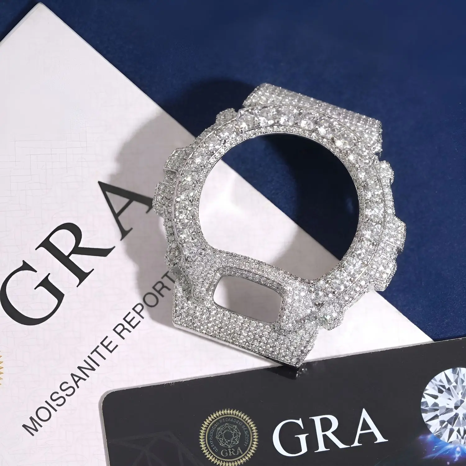 THE BLING KING Full Iced Out Moissanit Watch Case For DW6900 Cubic Zirconia Replacement Cover Hip Hop Luxury Mod Accessory