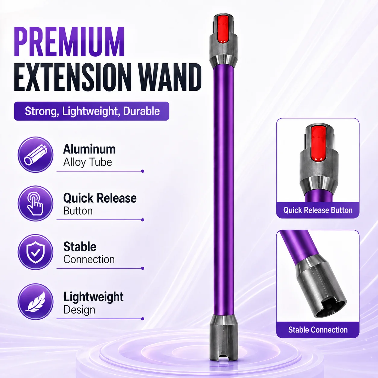 Vacuum Extension Wand Replacement Compatible with V7 V8 V10 V12 V15 Vacuum Cleaner, Conductive Aluminum Tube with Quick Release
