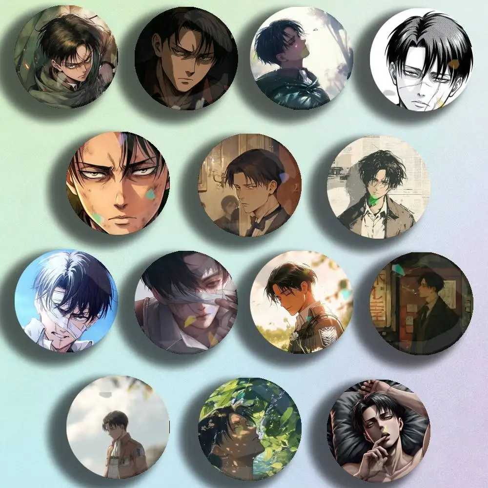 

Attack on Titan Levi Ackerman Badge Stage Brooches on Backpack Clothes Handmade Round Enamel Pins for Jewelry Gift Bag Accessory