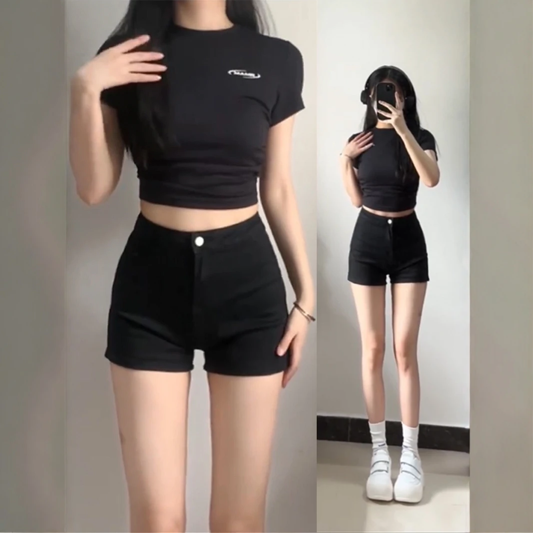 

American Retro Hot Girl Denim Shorts Women's Summer 2025 High Waist Versatile Slimming A-Line Wraparound Trendy Pants