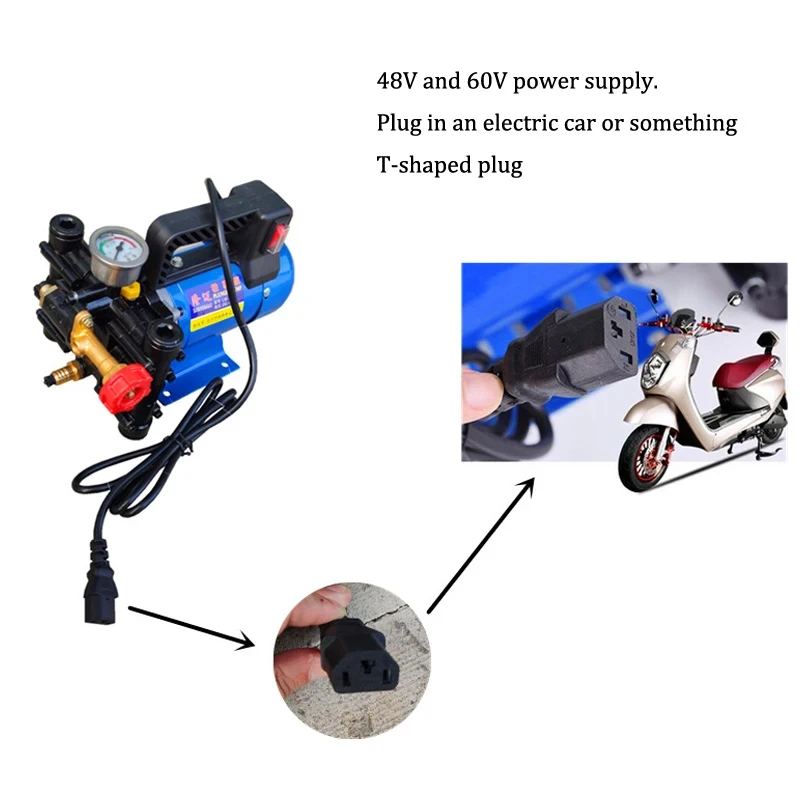 Agricultural Electric High Pressure Pump Spraying Watering Car Wash Irrigation Double Cylinder Piston 12V/24V/48V/60V/220V