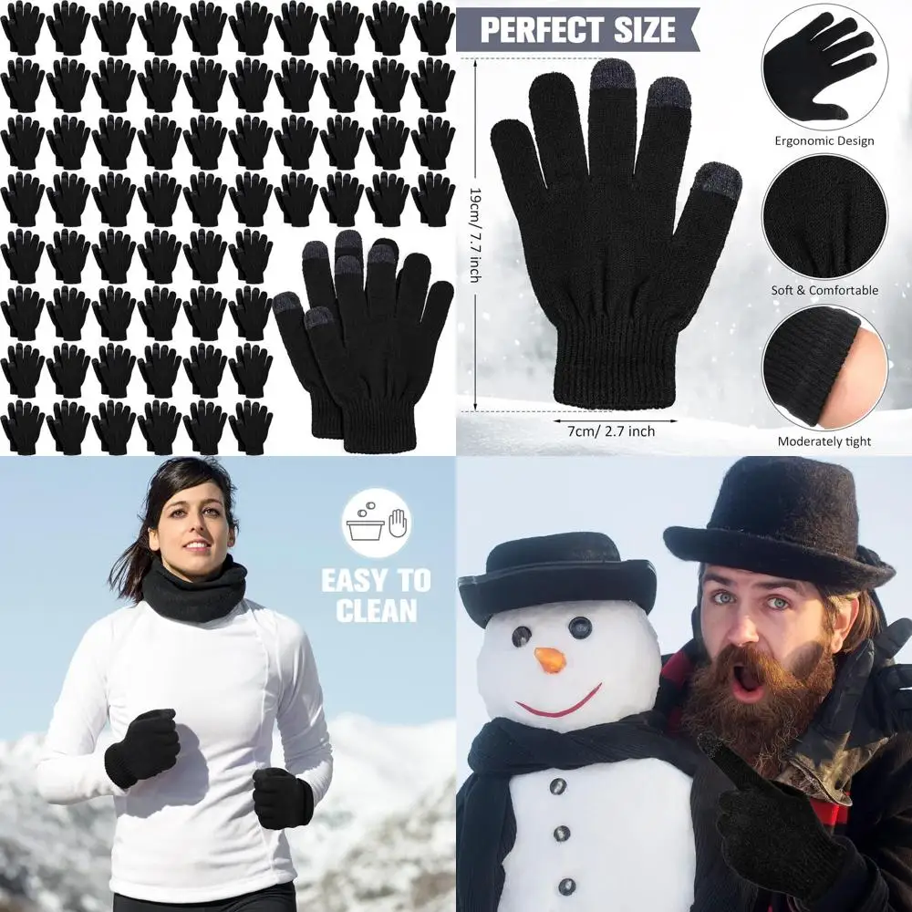 

Bulk 80-Pair Unisex Winter Knit Gloves, Touchscreen Compatible, Stretchy & Warm for Men & Women