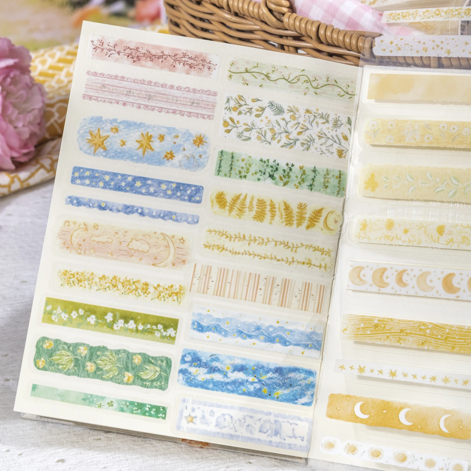 Fall Into The Spring Sun Series Vintage Plant Flower Star Landscape PET Tape Creative DIY Journal Material Collage Stationery