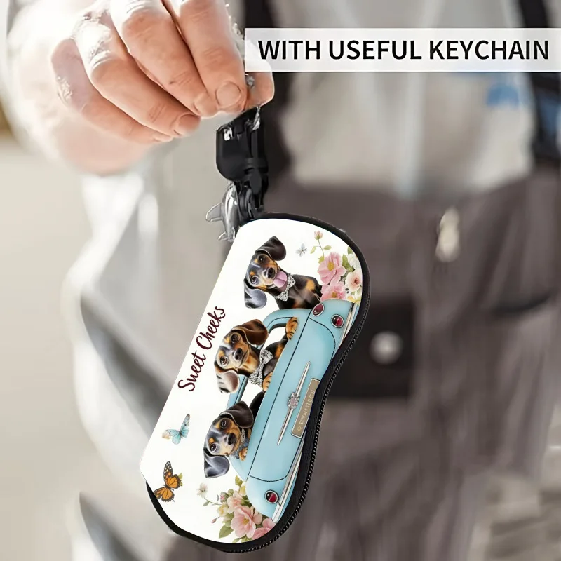 Printed Glasses Box Soft Dogs Cats Sunglasses Case Zipper Eyeglass Storage Bag Lightweight Cartoon Animal Glasses Case For Men