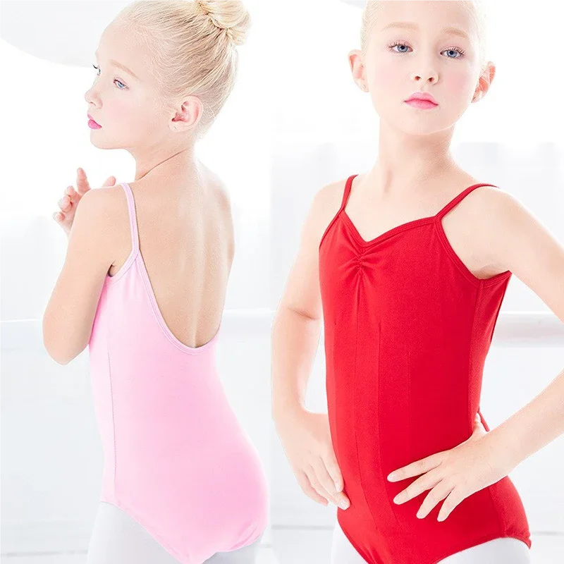 

Ballet Gymnastics Leotards For Girls Camisole Dance Tight Bodysuit Kids Cotton Backless Jumpsuit Swimwear Costume 6-14Y 6Colors