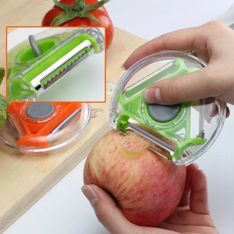3-in-1 Manual Vegetable Peeler with Suction Base for Peel Slice Shred Potatoes Carrots Apples Kitchen Gadget