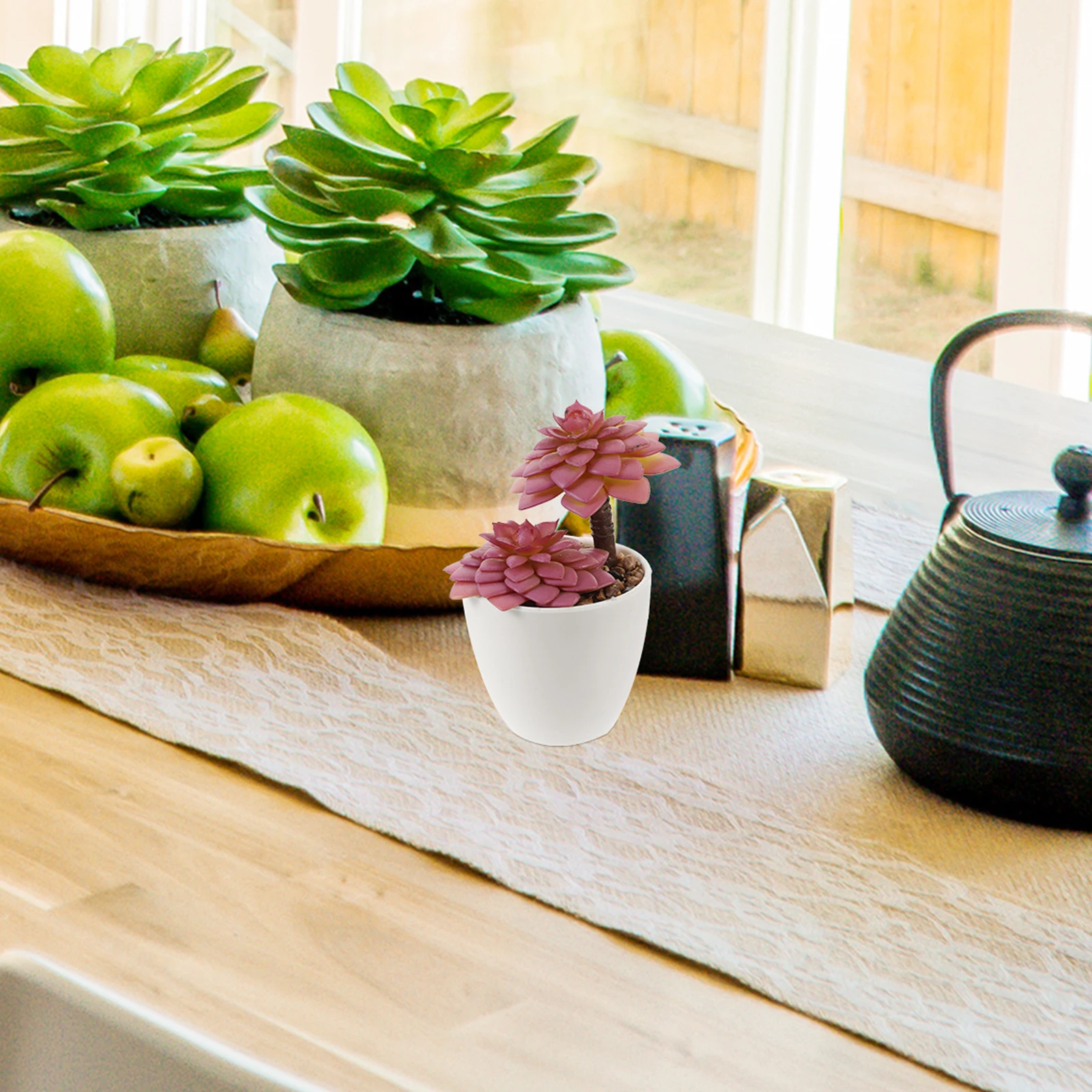 

1pc Artificial Succulents In Pot Fake Potted Plant For Home Office Decor Mini Faux Succulent Indoor Plants Aesthetic Decoration