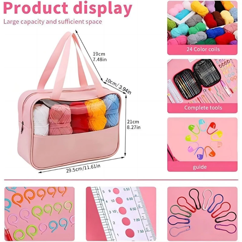 Kits crochê para iniciantes ganchos crochê lã multicolor