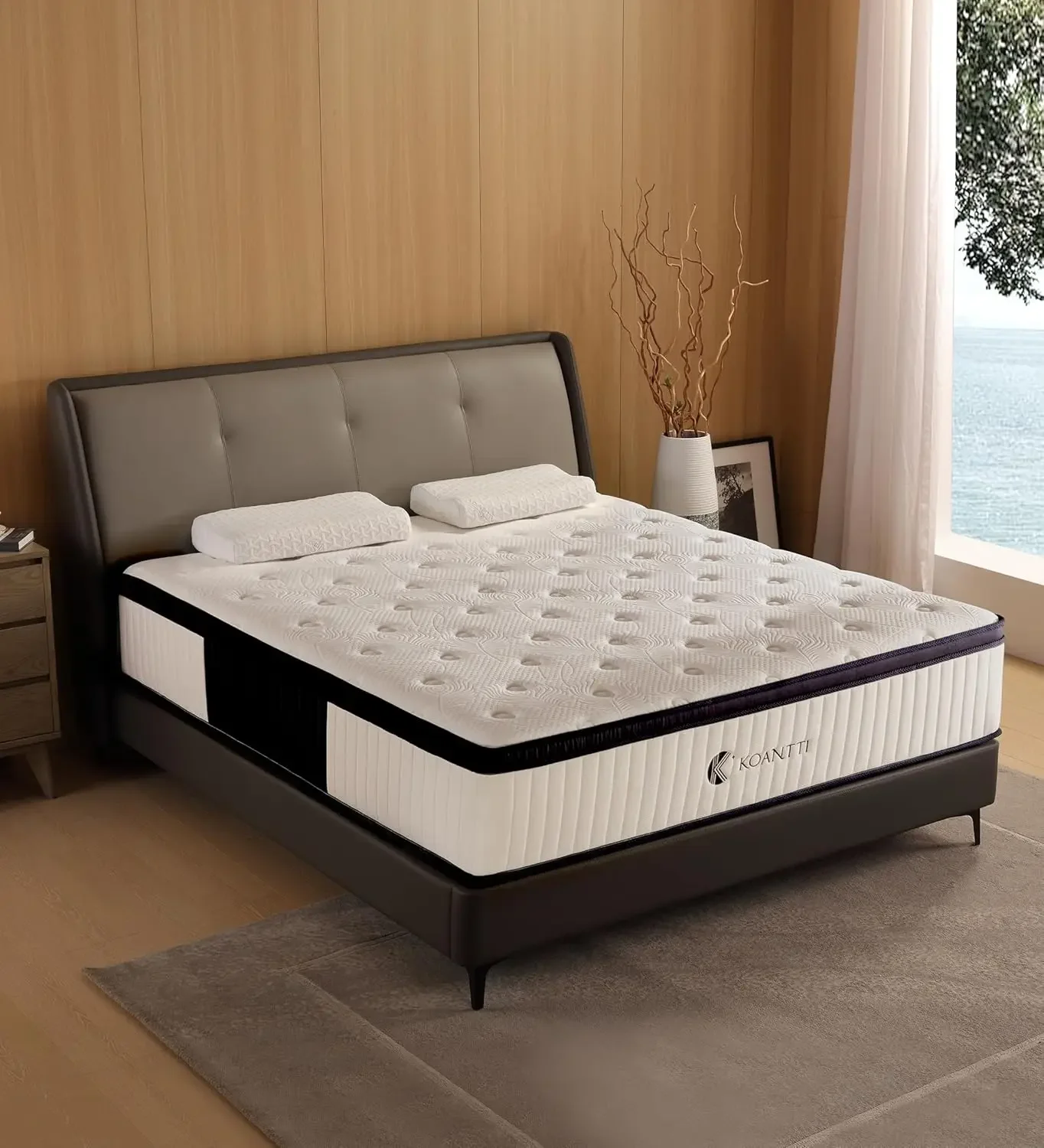 Size Mattress,14 Inch Memory Foam Hybrid White King Mattresses,Pocket Spring King Mattress in a Box for Sleep Supportive Pr