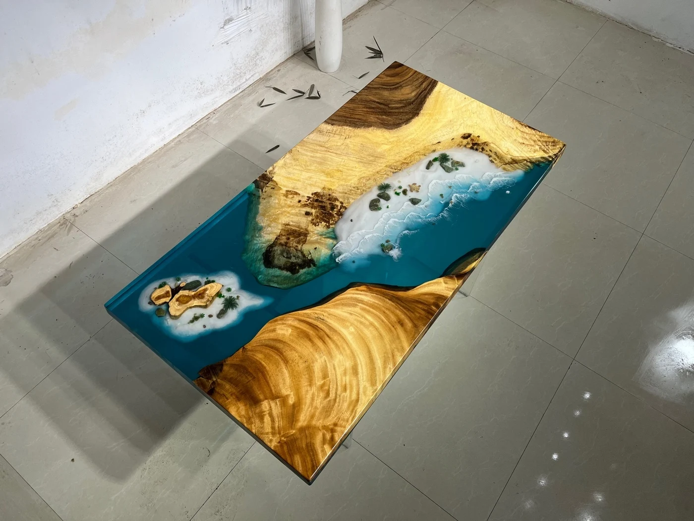 135 * 70 * 5 epoxy resin river table wave solid wood large board ocean