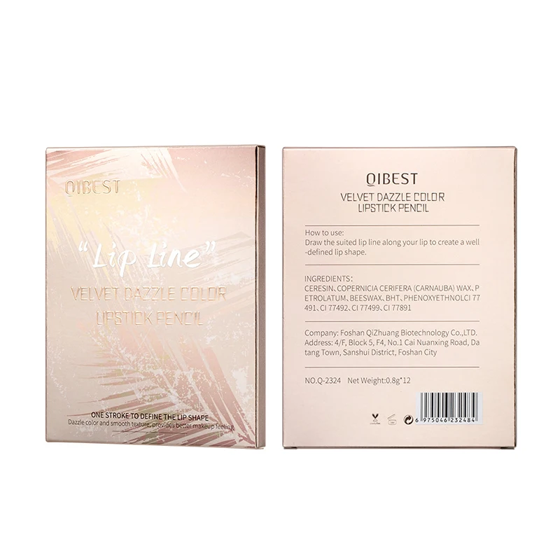 Set di matite per labbra da 12 colori evidenzia il colore non facile da sbavare Tazza antiaderente duratura Tubo dorato Matita per labbra impermeabile da donna M