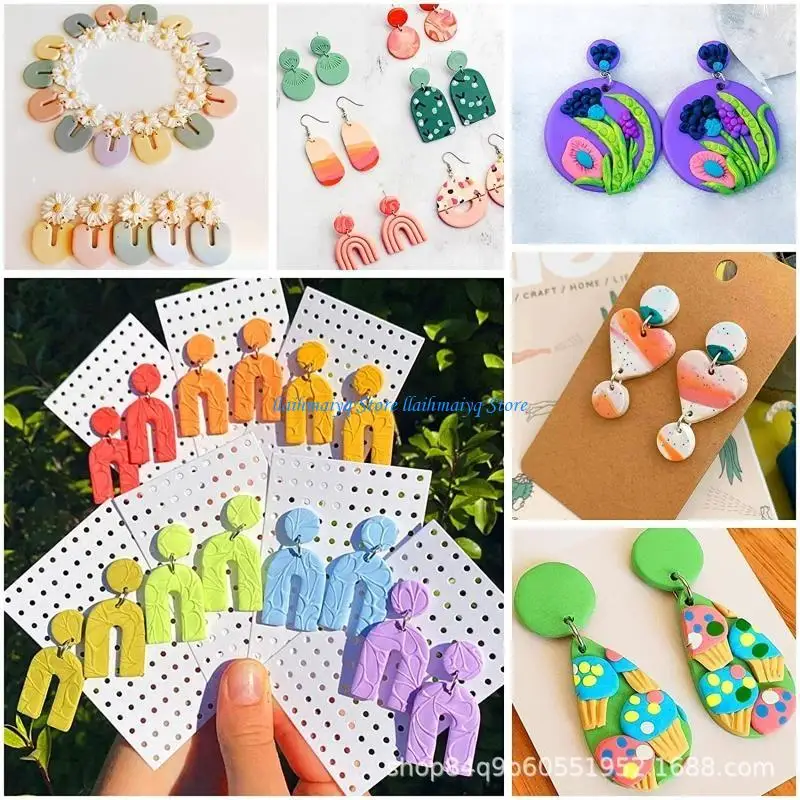 573B 118Pcs Plastic Cutters 18 Shapes Clay Cutters with Earring Cards Hooks