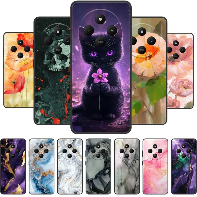 TPU Phone Case For Xiaomi Redmi 14C Case Shockproof Soft Silicone Phone Cover for Xiaomi POCO C75 Black Shell Redmi14C 4G Bumper