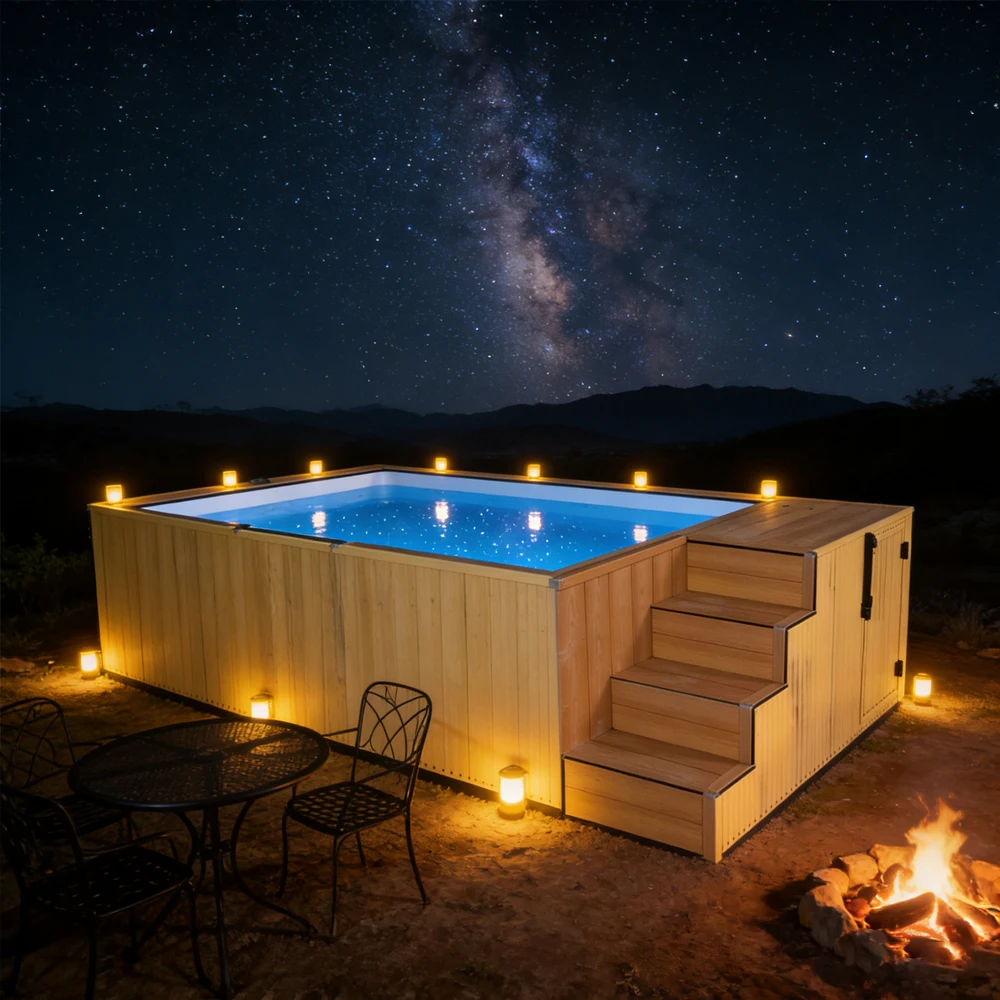 Customized Small 20ft Container Spa Shell Steel Swimming Plunge Pool  Outdoor Container Pool for Backyard Outdoor Use