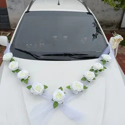 造花,9花,白いバラ,ハンドル付き,結婚式の装飾,車のための