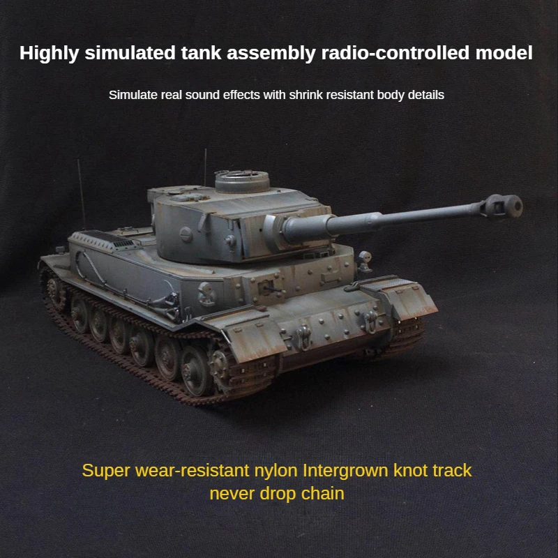 1/16 RC Heavy Tank German Tiger P with Smoke System High Simulation Sound Effect Assembled All-metal Tank Model Kit