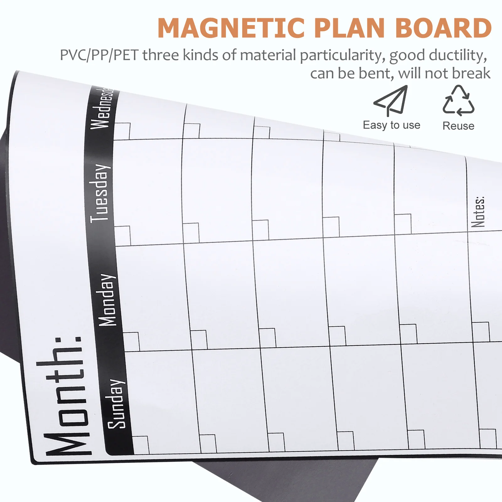 

Magnet Monthly Schedule Calendar Whiteboard Pp Erasable Planner Refrigerator Sticker