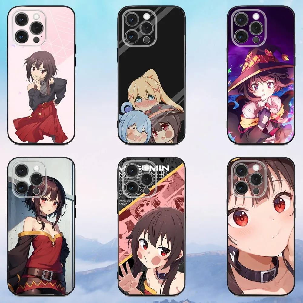 

Megumin Anime K-KonoSubaS Phone Case For iPhone 16e,16,15,14,13,12,11,Pro,X,XS,Max,XR,Plus,Mini Soft Black Cover