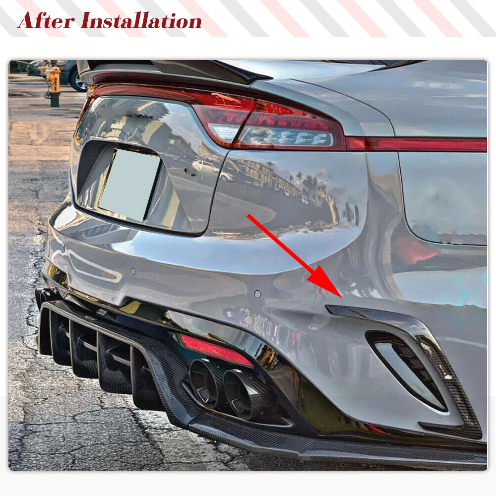 Car Rear Bumper Vent Fit for Kia Stinger 2018-2021 Real Carbon Fiber Rear Bumper Side Trim Vent Fender Splitter Car Canard Fins view 2