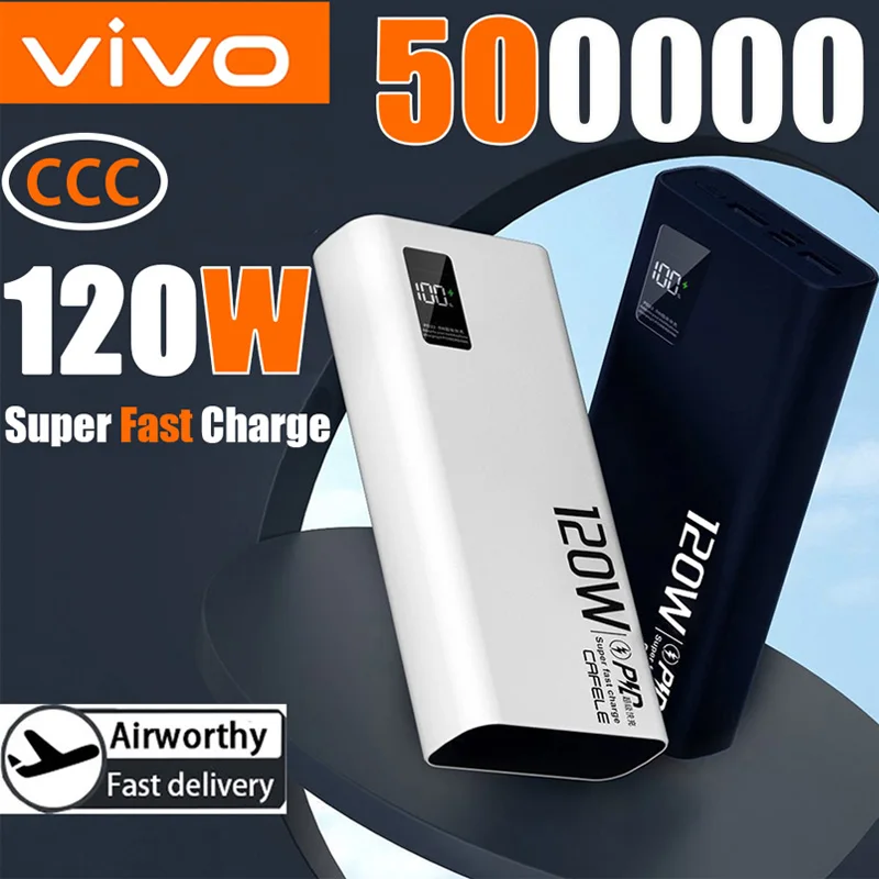 VIVO 500000mAh 120W Power Bank High Capacity Super Fast Charging Power Bank Portable Battery Charger For iPhone Samsung Huawei