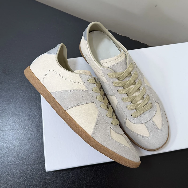 High-Quality Handmade Genuine Leather Retro White Sports Shoes Unisex German Training Shoes Luxury Soft Flat Casual WalkingShoes image 3