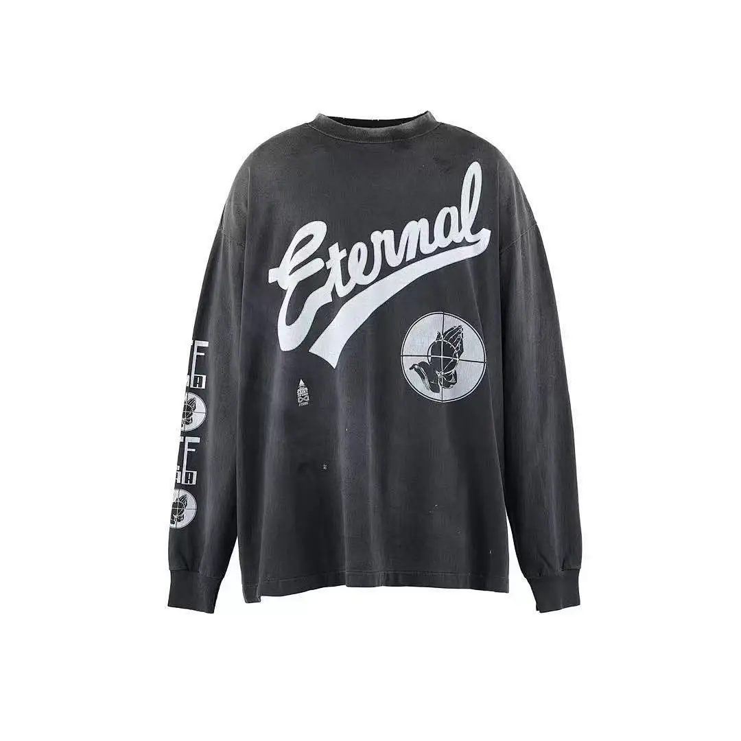25SS Top Version Co-brand Eternal Printed Women Men Long Sleeve T shirts tees Hiphop Oversized Men Casual Cotton T shirt