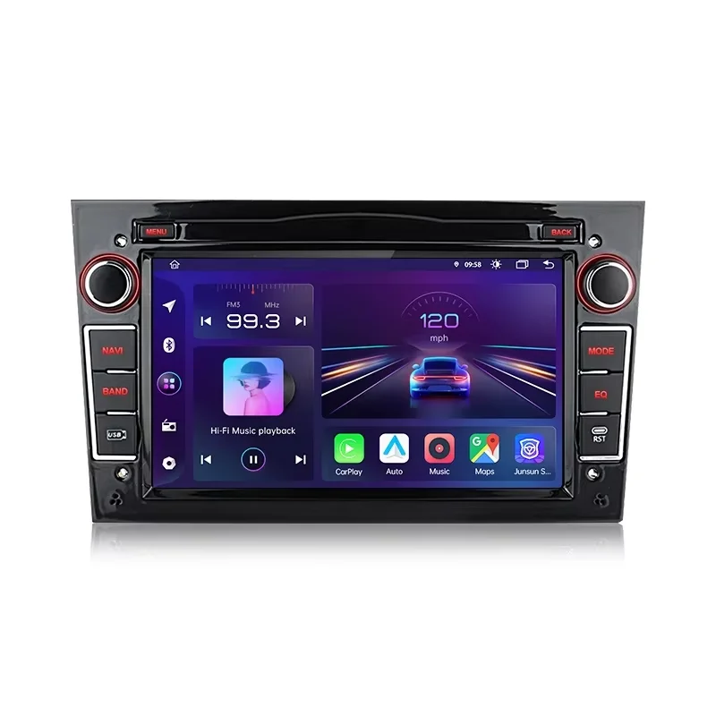 Junsun 7'' Kabelloses CarPlay für Apple Android Auto Autoradio für Opel Astra Vectra Vauxhall Antara Zafira Corsa Vivaro Meriva Combo Tigra 2DIN Multimedia-Stereoanlage mit Lüfter GPS SWC Bluetooth FM