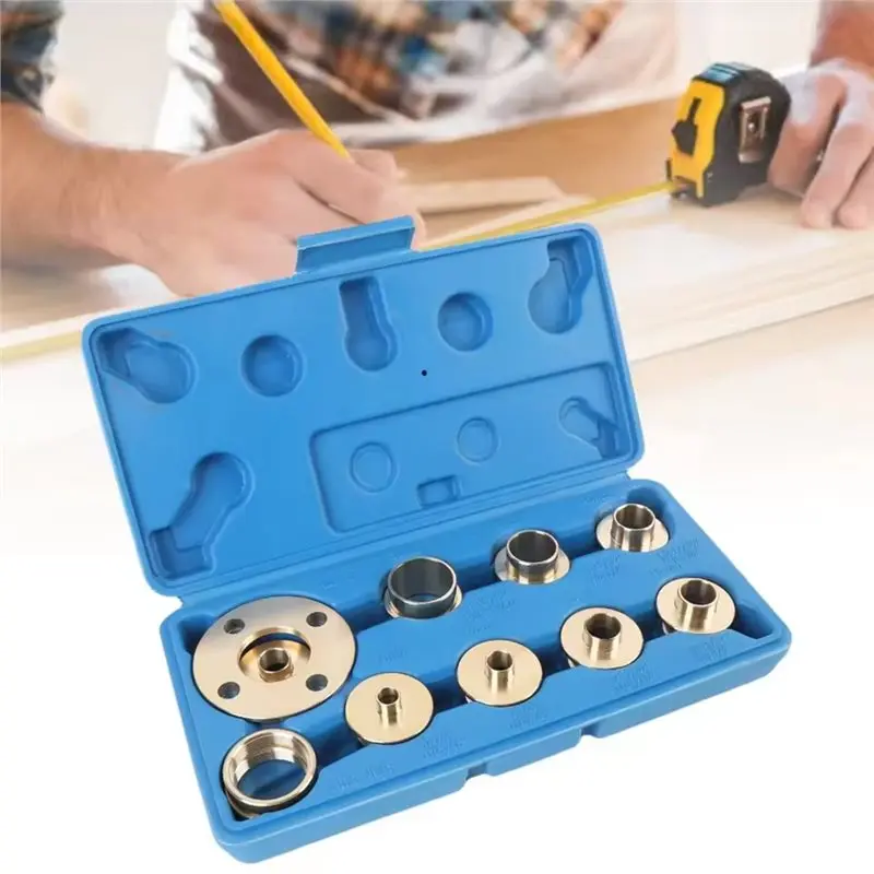 ABUI-11Pcs High-Efficiency Pure Copper Router Guide Bushing Set - Standard Router Base & Insert Plate Compatible