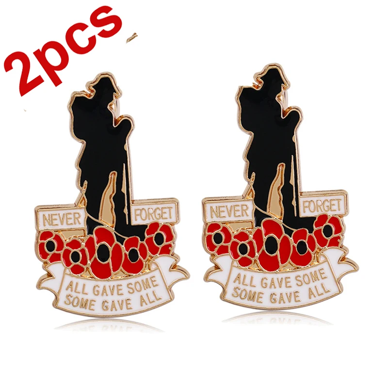 24/6/12pc Remembrance Day Brooch Pin Military Veteran Soldier Red Lapel Pins Poppy Badges Brooches for men dad  Jewelry Gifts