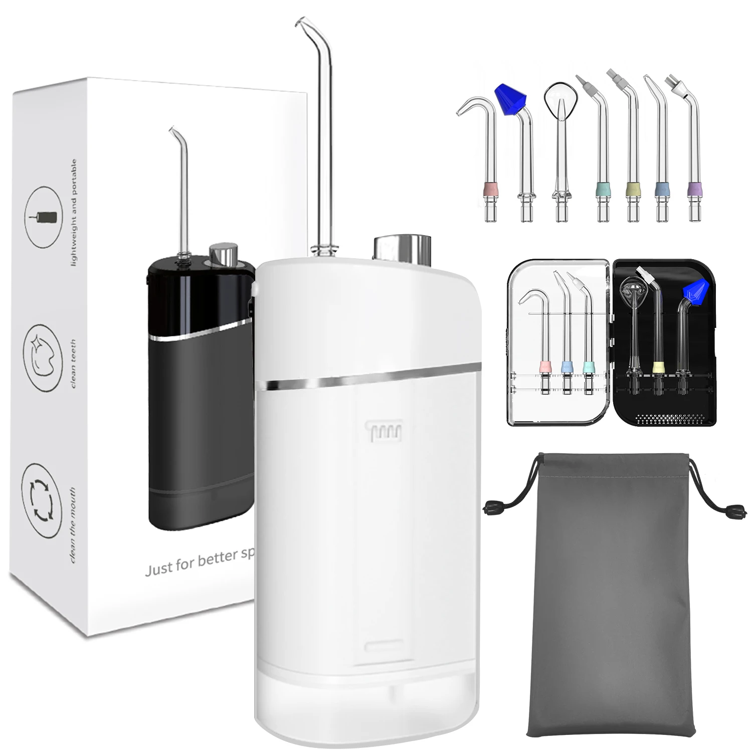 

Миниатюрный беспроводной ирригатор для чистки зубов, умный электрический водонепроницаемый перезаряжаемый портативный ирригатор для полости рта, пластиковый.