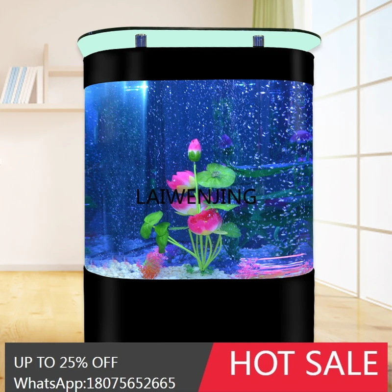 Double round fish tank aquarium against the wall glass fish tank ecological water-free double arc arch surface can be customized