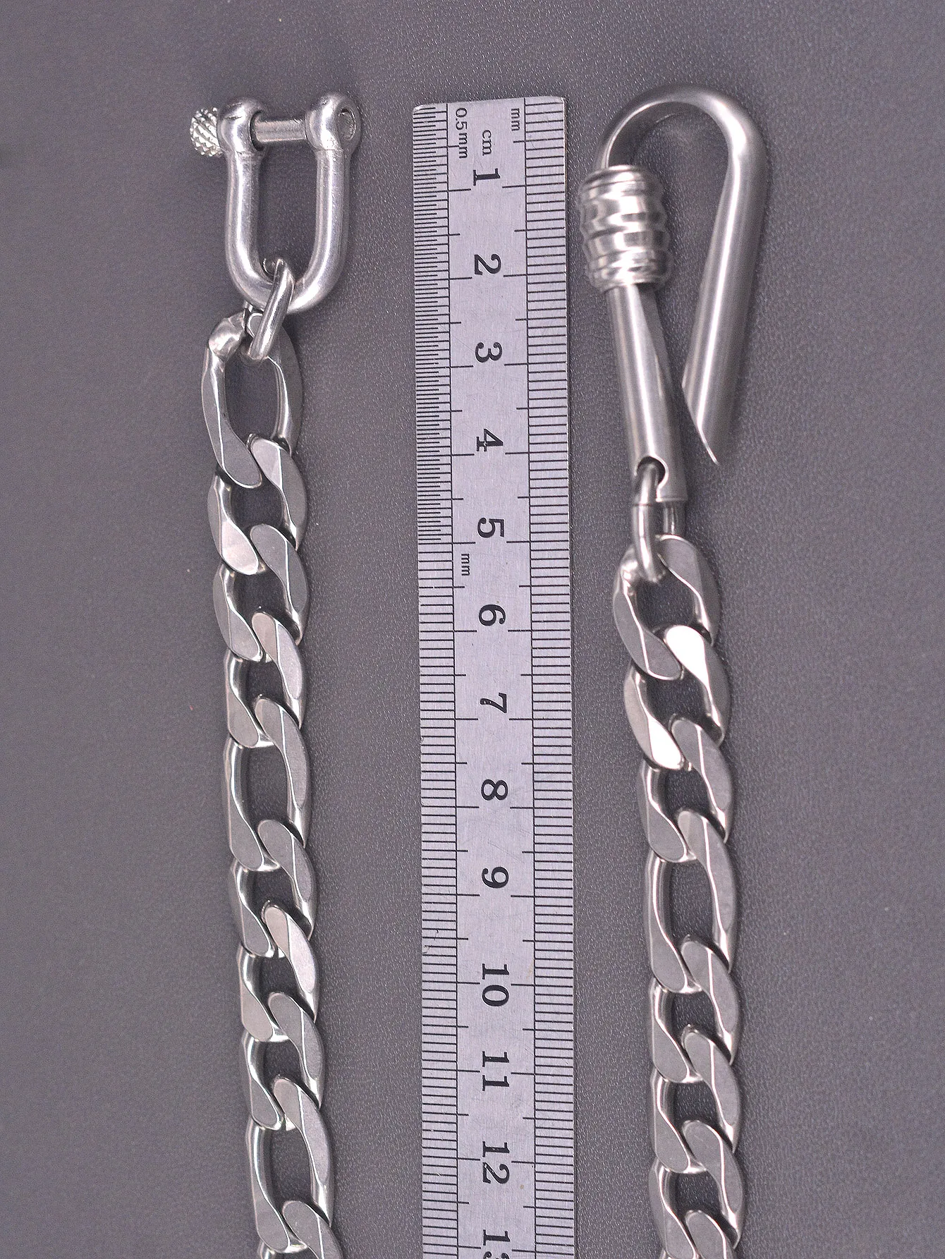 Hip-Hop 21 Zoll 12mm Figaro Schwere 3:1 Kettenhalskette Choker Jeans-Kette Streetdance-Deko Edelstahl Gürtelclip Haken – Detail 6