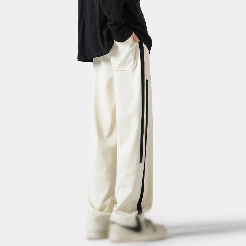 Men's Sweatpants Casual Baggy Jogging Pants Side Patchwork Straight Trousers Autumn New Male Oversize Harem Pants